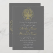 Invitation Gold Swirl Arbre Racines of Love Wedding Invitatio (Devant / Derrière)