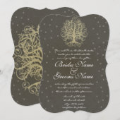 Invitation Gold Swirl Arbre Racines of Love Wedding Invitatio (Devant / Derrière)