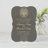 Invitation Gold Swirl Arbre Racines of Love Wedding Invitatio (Debout devant)