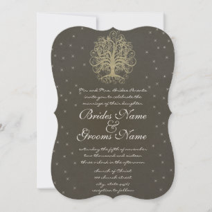 Invitation Gold Swirl Arbre Racines of Love Wedding Invitatio