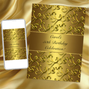Invitation Gold Swirl fête d'anniversaire