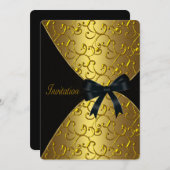 Invitation Gold Swirl fête d'anniversaire (Devant / Derrière)