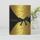 Invitation Gold Swirl fête d'anniversaire (Debout devant)