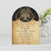 Invitation Gold Swirl Tree Gold & Black Metallic Mariage (Debout devant)