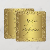 Invitation Gold Swirl vieilli à la perfection fête d'annivers (Devant / Derrière)