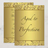 Invitation Gold Swirl vieilli à la perfection fête d'annivers (Devant / Derrière)