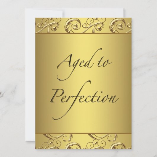 Invitation Gold Swirl vieilli à la perfection fête d'annivers (Devant)