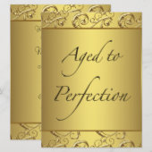 Invitation Gold Swirl vieilli à la perfection fête d'annivers (Devant / Derrière)