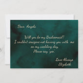 Invitation Gold Swirls Emerald Green Bridesmaid Card (Dos)