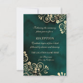 Invitation Gold Swirls Emerald Green Wedding  (Devant)