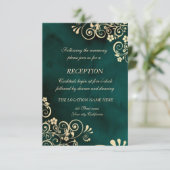 Invitation Gold Swirls Emerald Green Wedding  (Debout devant)
