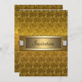 Invitation Gold Swirls Gold All Occasion Party Modèle (Devant / Derrière)