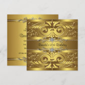 Invitation Gold Swirls Gold Anniversaire (Devant / Derrière)