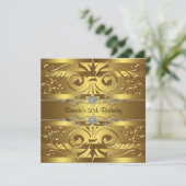 Invitation Gold Swirls Gold Anniversaire (Debout devant)