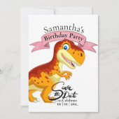 Invitation Gold T Rex, fille d'anniversaire (Devant)