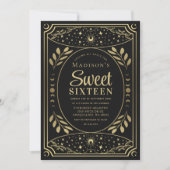 Invitation Gold Tarot Witchy Sweet 16 fête d'anniversaire (Devant)