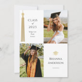 Invitation Gold Tassel & Cap 2 Photo Graduation Announcement (Devant)
