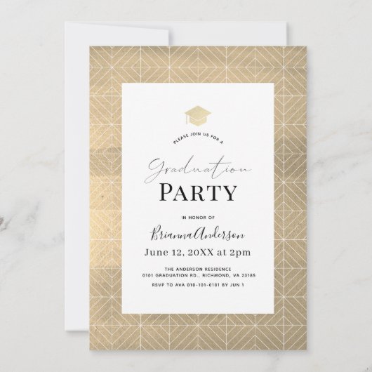 Invitation Gold Tassel & Casquette 2 Photo Green Graduation (Dos)