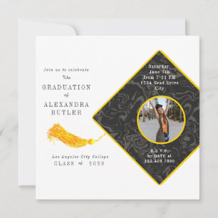Invitation Gold Tassel Classe de script photo de 23 Graduatio