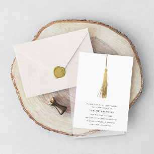 Invitation Gold Tassel Graduation Party Photo personnalisée