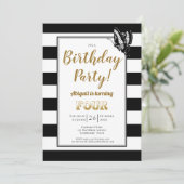 Invitation Gold Text Bande noire et blanche 4e anniversaire (Debout devant)
