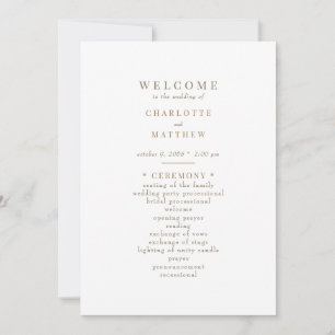 Invitation Gold text White Wedding Program