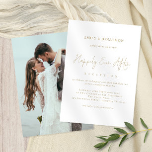 Invitation Gold Texte Photo Happy Jamais Après Mariage