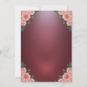 Invitation Gold Tiara Bourgogne Fleurs Roses Quinceañera (Dos)