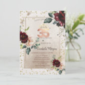 Invitation Gold Tiara,Burgundy Flowers  35th Birthday (Debout devant)