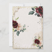 Invitation Gold Tiara,Burgundy Flowers  80th Birthday (Dos)