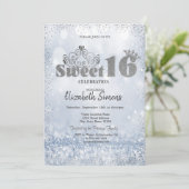 Invitation Gold Tiara Confetti Princess Bokeh Sweet 16 (Debout devant)