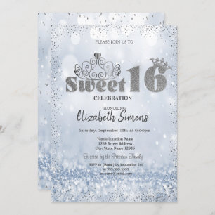 Invitation Gold Tiara Confetti Princess Bokeh Sweet 16