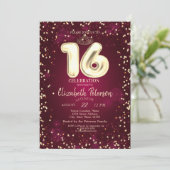 Invitation Gold Tiara, Diamonds Bourgogne Sweet 16 Partie (Debout devant)