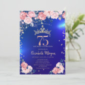 Invitation Gold Tiara Diamonds Fleurs Bleu 75e anniversaire (Debout devant)
