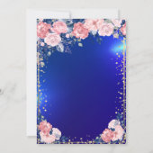 Invitation Gold Tiara Diamonds Fleurs Blue Sweet 16 (Dos)