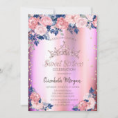 Invitation Gold Tiara Diamonds Rose bleu rose doux 16 (Devant)