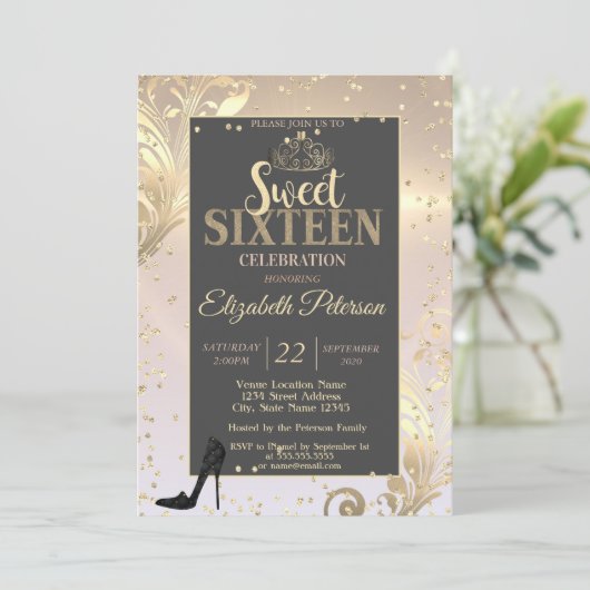 Invitation Gold Tiara High Talon Diamants doux 16 Partie (Debout devant)