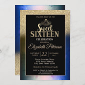 Invitation Gold Tiara Parties scintillant Bokeh Ombre couleur (Devant / Derrière)