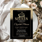 Invitation Gold Tiara Parties scintillant Bokeh Ombre Sweet 1