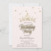 Invitation Gold Tiara Stars Frappe Anniversaire (Devant)