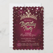 Invitation Gold Tiara Stars Red Anniversaire (Devant)