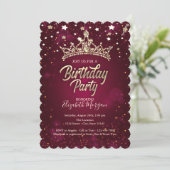 Invitation Gold Tiara Stars Red Anniversaire (Debout devant)