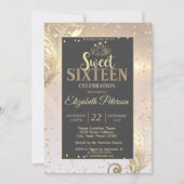 Invitation Gold Tiara Sweet Diamonds 16 Partie (Devant)