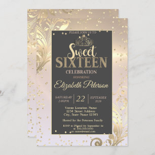 Invitation Gold Tiara Sweet Diamonds 16 Partie