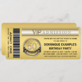 Invitation Gold Ticket 50th Birthday Party (Devant / Derrière)