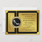 Invitation Gold Ticket High Heel Chaussure Anniversaire (Devant)