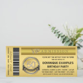 Invitation Gold Ticket VIP 50th Birthday Party (Debout devant)