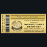 Invitation Gold Ticket VIP 50th Birthday Party<br><div class="desc">Billet d'or VIP 50e anniversaire invitation de fête. Vous pouvez facilement customiser cette invitation à la fête du 50e anniversaire de ce billet en or amusant et élégant en ajoutant simplement les détails de votre événement dans le style de police et la couleur, le libellé et la disposition de votre...</div>