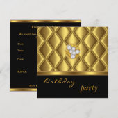 Invitation Gold Tile Trim Élégant sur Black Diamon (Devant / Derrière)
