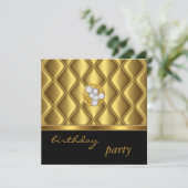Invitation Gold Tile Trim Élégant sur Black Diamon (Debout devant)